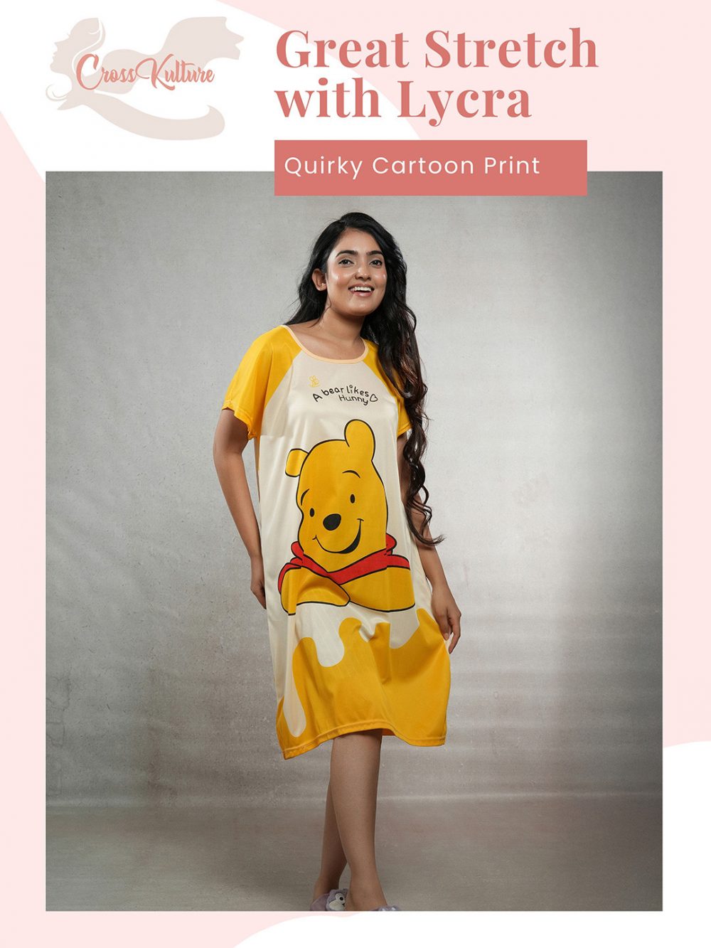 Women Cartoon Characters Printed T-shirt Nightdress - Image 4