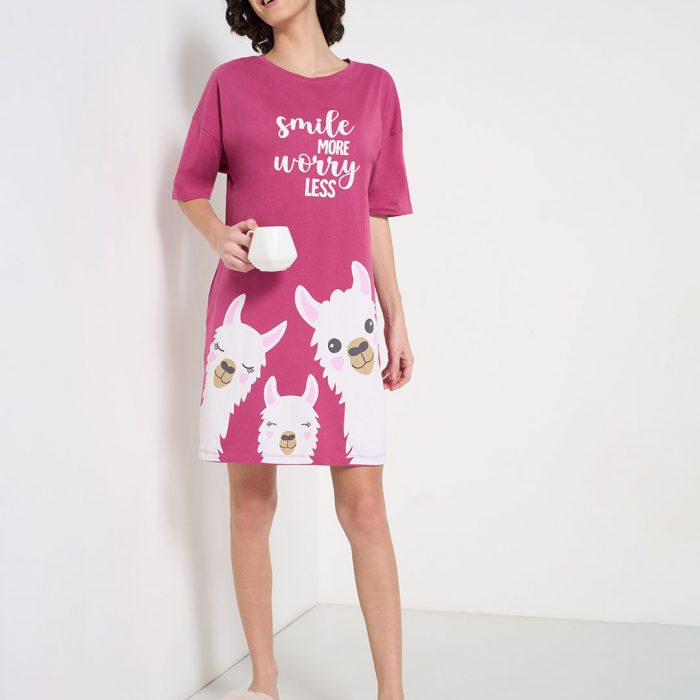 Women’s Printed Nightdress – Short Sleeve Comfort