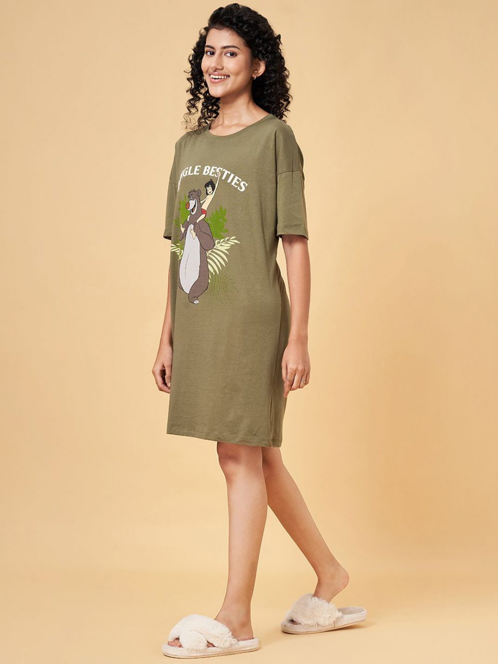 Pure Cotton Round Neck T-shirt Nightdress - Image 4