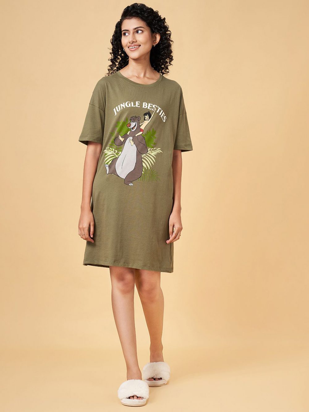 Pure Cotton Round Neck T-shirt Nightdress - Image 2