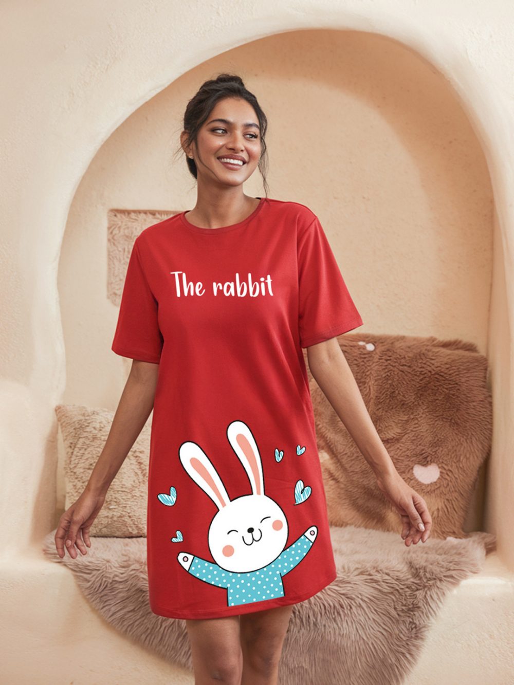 Red Printed Nightdress