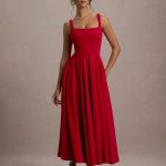 Women Square Neck Fit & Flare Maxi Dress